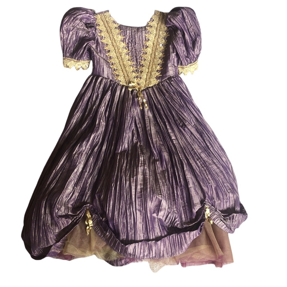 Victorian Purple and Gold One-of-a-Kind Handmade Kids Dress